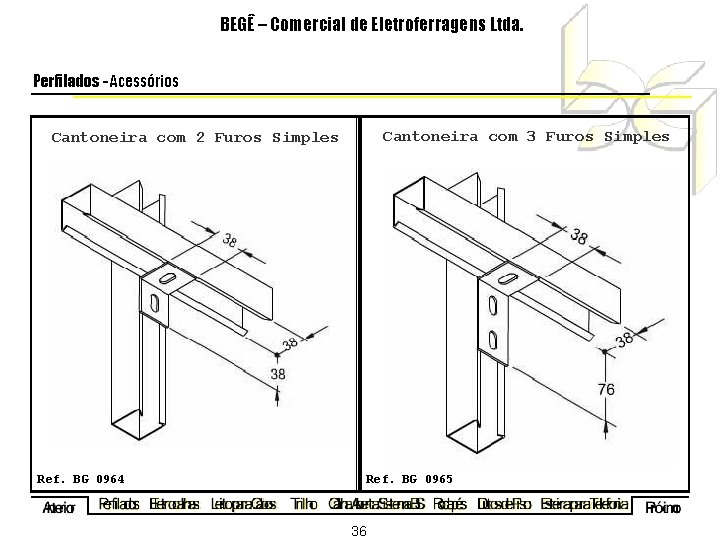 BEGÊ – Comercial de Eletroferragens Ltda. Perfilados - Acessórios Cantoneira com 3 Furos Simples