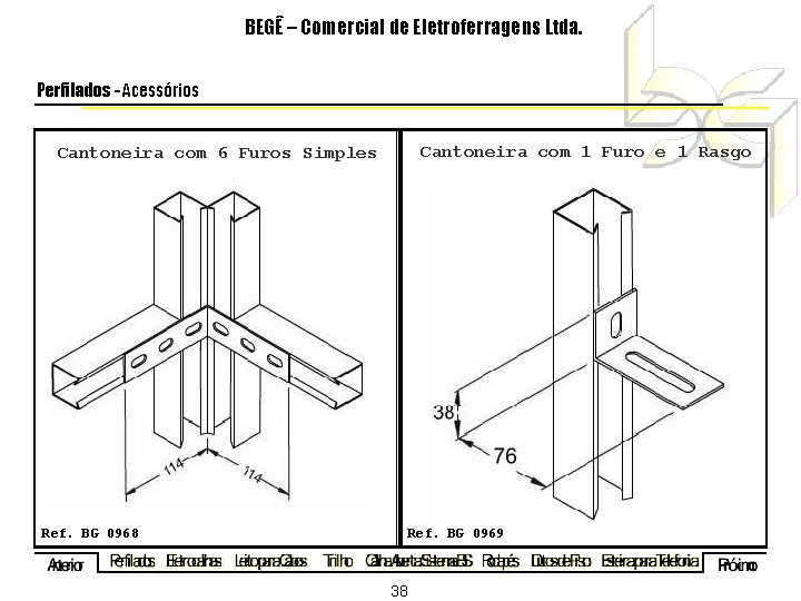 BEGÊ – Comercial de Eletroferragens Ltda. Perfilados - Acessórios Cantoneira com 1 Furo e