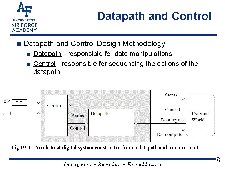 Datapath and Control n Datapath and Control Design Methodology Datapath - responsible for data