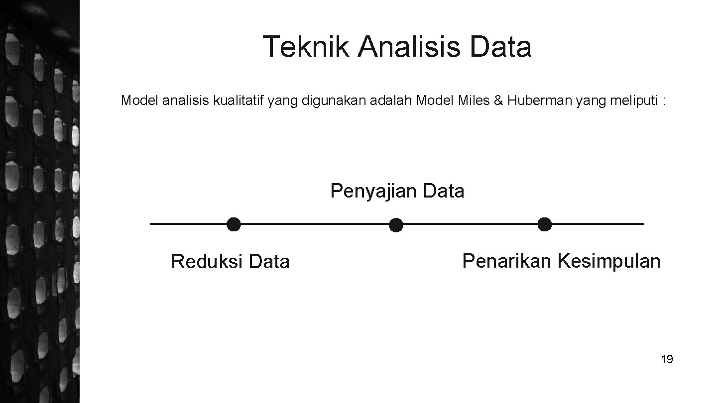 Teknik Analisis Data Model analisis kualitatif yang digunakan adalah Model Miles & Huberman yang