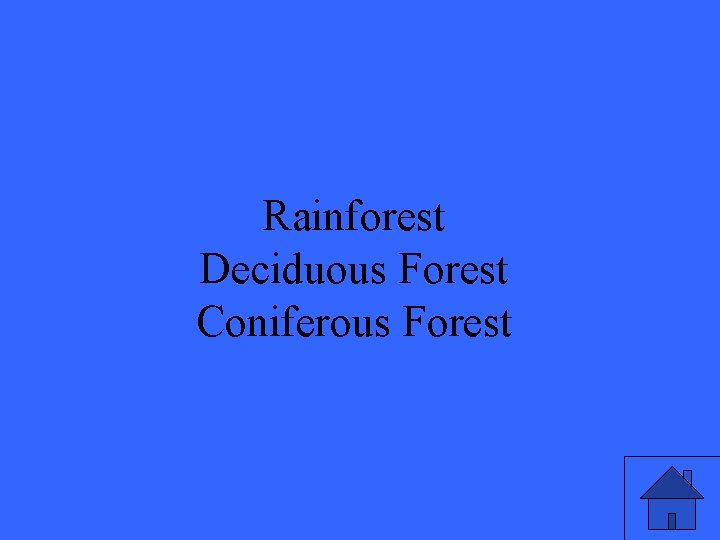 Rainforest Deciduous Forest Coniferous Forest 