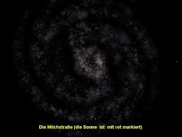 Die Milchstraße (die Sonne ist mit rot markiert) 