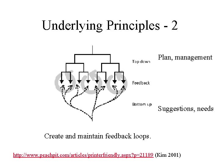Underlying Principles - 2 Plan, management Suggestions, needs Create and maintain feedback loops. http:
