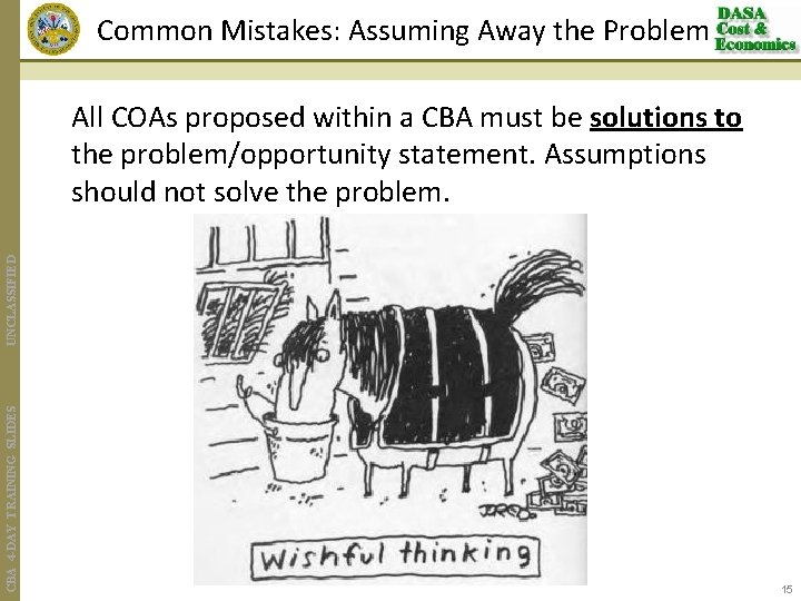 Common Mistakes: Assuming Away the Problem CBA 4 -DAY TRAINING SLIDES UNCLASSIFIED All COAs