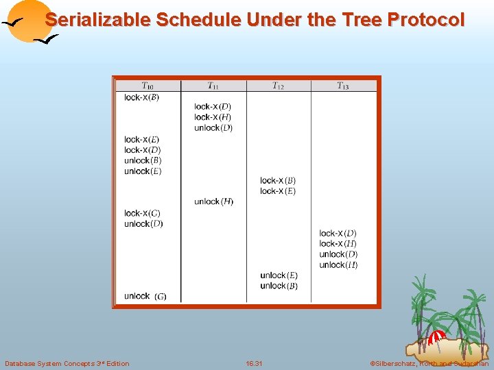 Serializable Schedule Under the Tree Protocol Database System Concepts 3 rd Edition 16. 31
