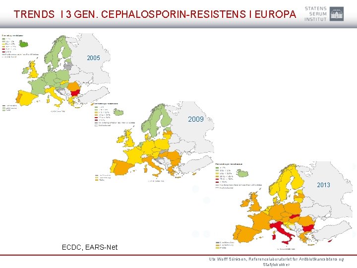 TRENDS I 3 GEN. CEPHALOSPORIN-RESISTENS I EUROPA 2005 2009 2013 ECDC, EARS-Net Ute Wolff