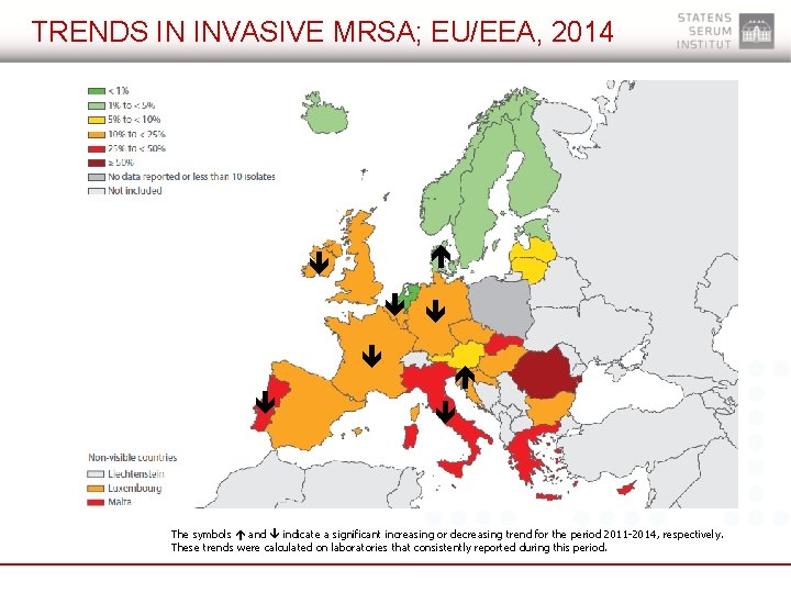 TRENDS IN INVASIVE MRSA; EU/EEA, 2014 urce: EARS-Net, 2015 The symbols and indicate a