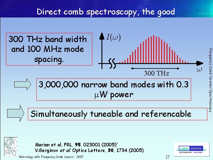 Direct comb spectroscopy, the good I(1) 300 THz 1 3, 000 narrow band modes
