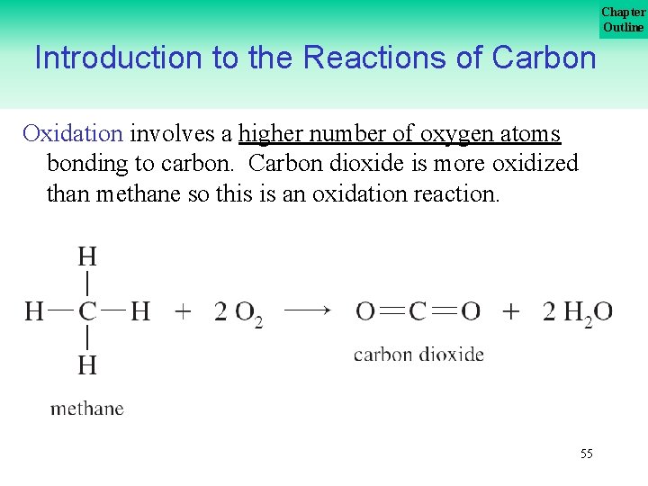 Chapter Outline Introduction to the Reactions of Carbon Oxidation involves a higher number of
