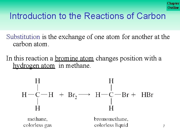 Chapter Outline Introduction to the Reactions of Carbon Substitution is the exchange of one