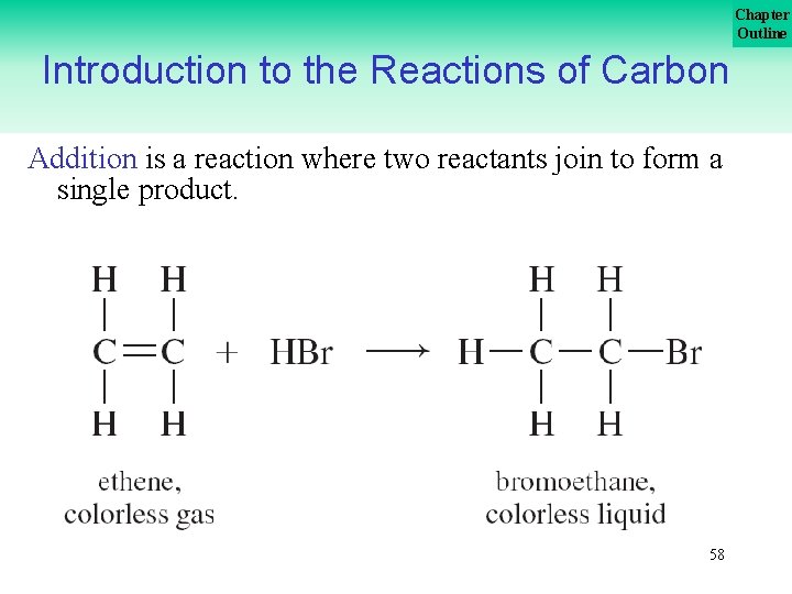 Chapter Outline Introduction to the Reactions of Carbon Addition is a reaction where two