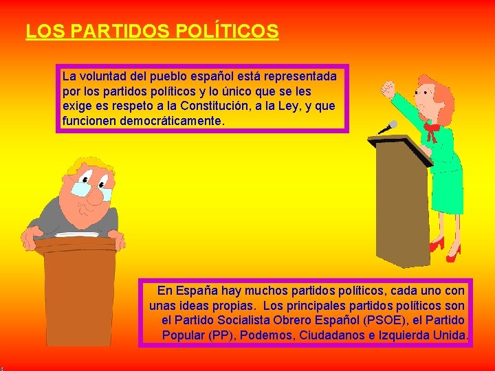 LOS PARTIDOS POLÍTICOS La voluntad del pueblo español está representada por los partidos políticos