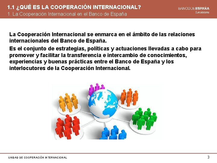 1. 1 ¿QUÉ ES LA COOPERACIÓN INTERNACIONAL? 1. La Cooperación Internacional en el Banco