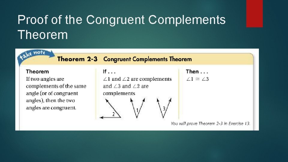 Proof of the Congruent Complements Theorem 