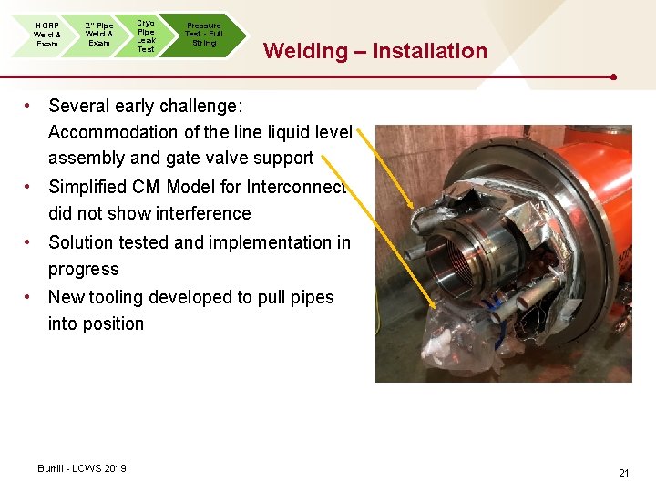 HGRP Weld & Exam 2” Pipe Weld & Exam Cryo Pipe Leak Test Pressure