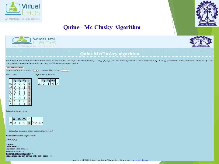 Quine - Mc Clusky Algorithm 