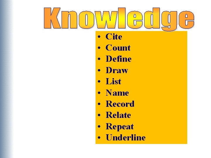  • • • Cite Count Define Draw List Name Record Relate Repeat Underline