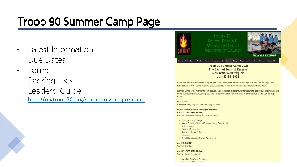 Troop 90 Summer Camp Page - Latest Information Due Dates Forms Packing Lists Leaders’
