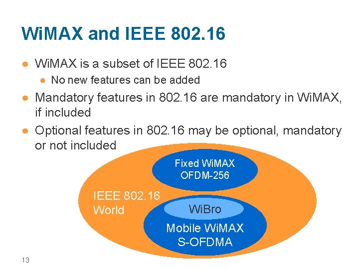 Wi. MAX and IEEE 802. 16 ● Wi. MAX is a subset of IEEE