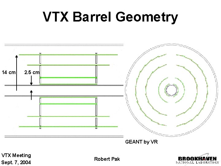 VTX Barrel Geometry 14 cm 2. 5 cm GEANT by VR VTX Meeting Sept.