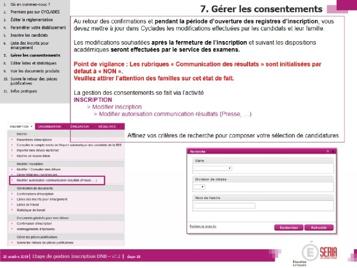 Étape de gestion Inscription aux DNB – Entité de gestion établissement| 