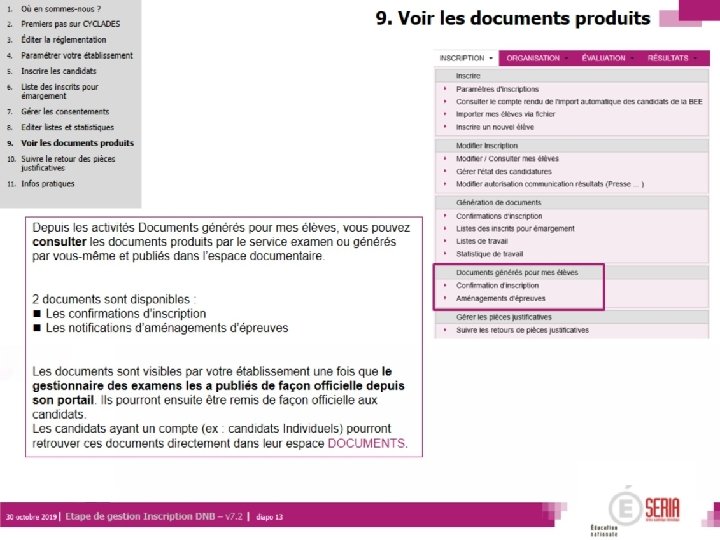 Étape de gestion Inscription aux DNB – Entité de gestion établissement| 