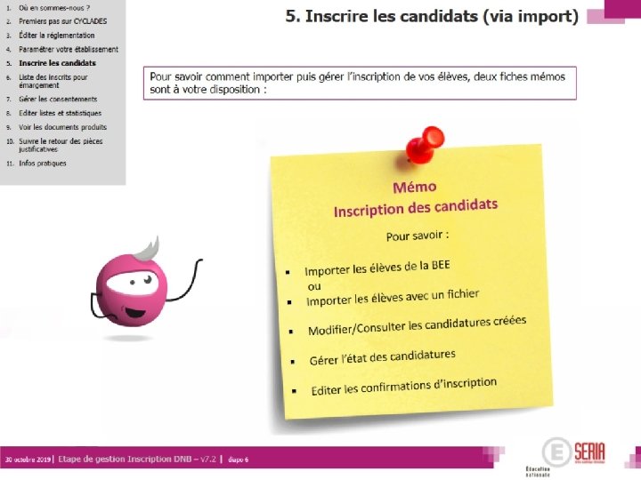 Étape de gestion Inscription aux DNB – Entité de gestion établissement| 