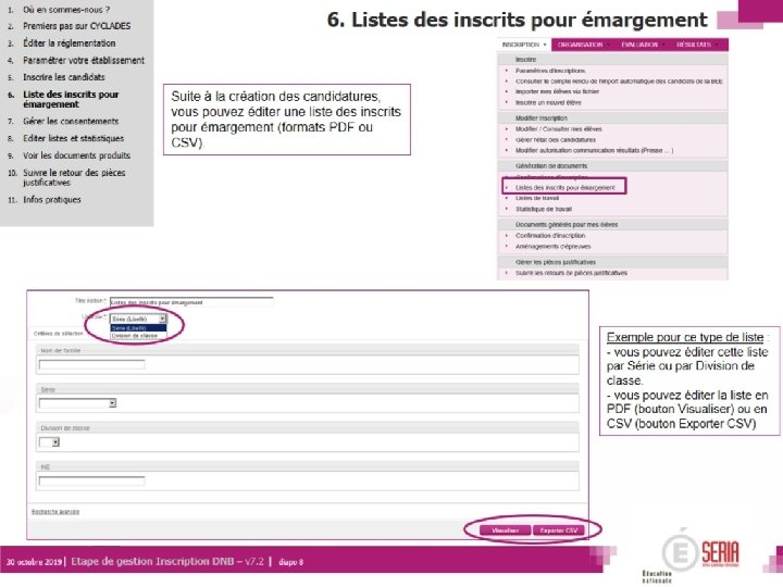 Étape de gestion Inscription aux DNB – Entité de gestion établissement| 