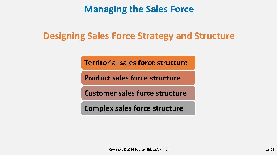 Managing the Sales Force Designing Sales Force Strategy and Structure Territorial sales force structure Managing the Sales Force Designing Sales Force Strategy and Structure Territorial sales force structure