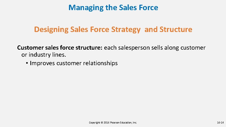 Managing the Sales Force Designing Sales Force Strategy and Structure Customer sales force structure: Managing the Sales Force Designing Sales Force Strategy and Structure Customer sales force structure: