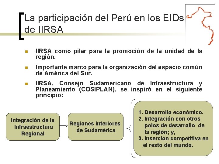 La participación del Perú en los EIDs de IIRSA como pilar para la promoción