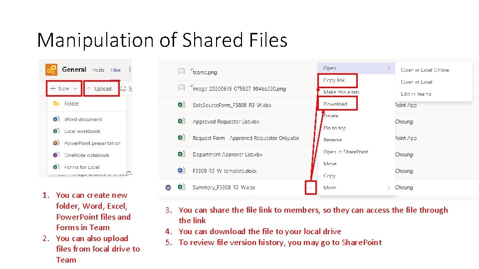 Manipulation of Shared Files 1. You can create new folder, Word, Excel, Power. Point Manipulation of Shared Files 1. You can create new folder, Word, Excel, Power. Point