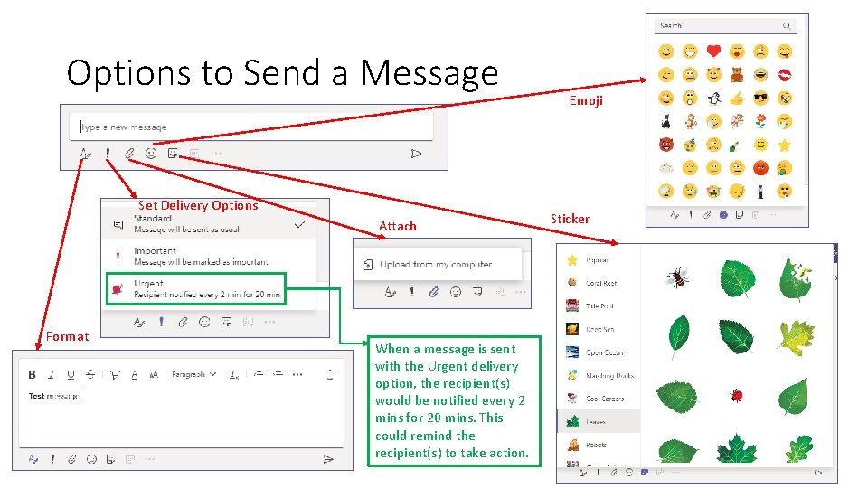 Options to Send a Message Set Delivery Options Attach Format When a message is Options to Send a Message Set Delivery Options Attach Format When a message is