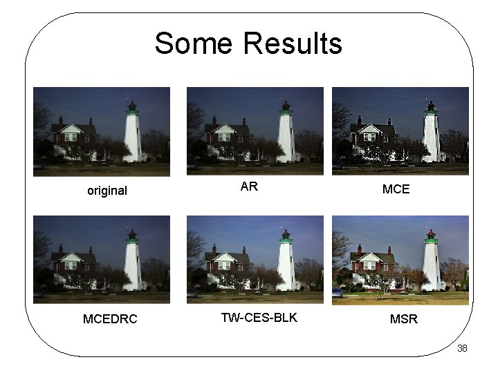 Some Results original MCEDRC AR TW-CES-BLK MCE MSR 38 