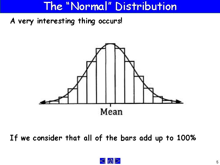 The “Normal” Distribution A very interesting thing occurs! If we consider that all of