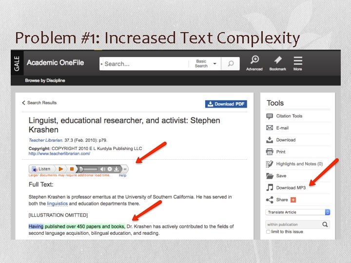 Problem #1: Increased Text Complexity 