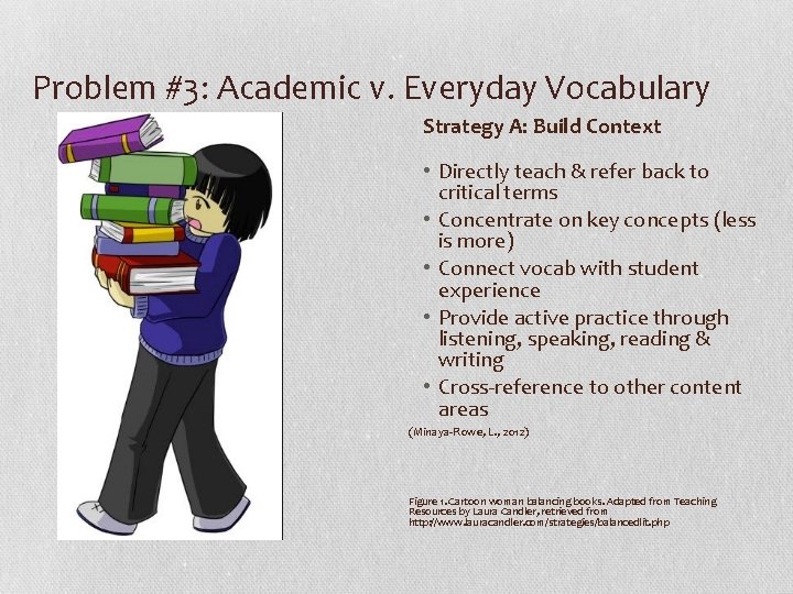 Problem #3: Academic v. Everyday Vocabulary Strategy A: Build Context • Directly teach &