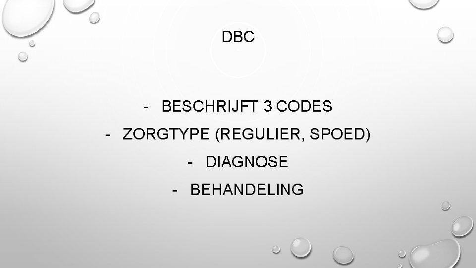 DBC - BESCHRIJFT 3 CODES - ZORGTYPE (REGULIER, SPOED) - DIAGNOSE - BEHANDELING 
