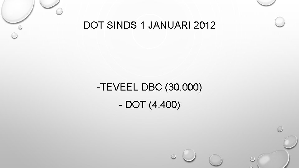 DOT SINDS 1 JANUARI 2012 -TEVEEL DBC (30. 000) - DOT (4. 400) 