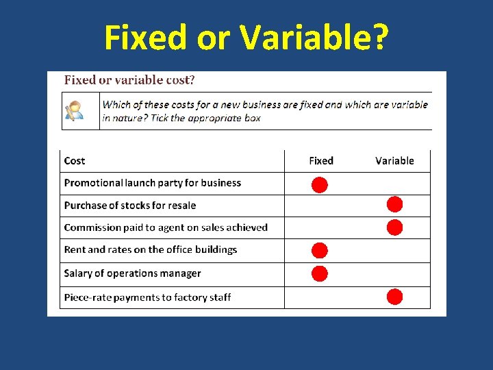 Fixed or Variable? 