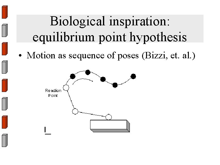 Biological inspiration: equilibrium point hypothesis • Motion as sequence of poses (Bizzi, et. al.