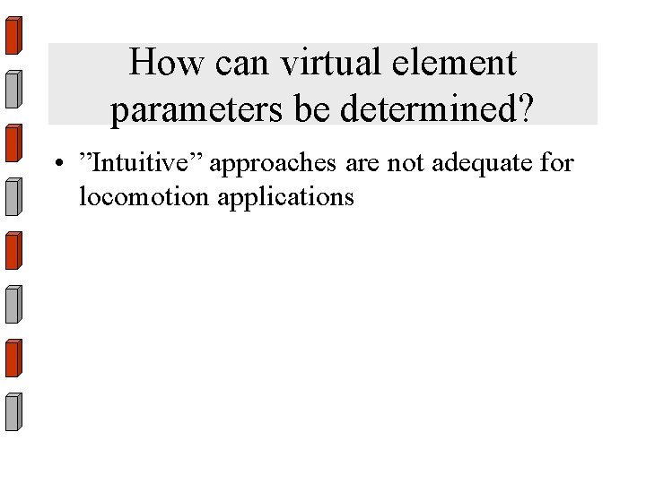 How can virtual element parameters be determined? • ”Intuitive” approaches are not adequate for