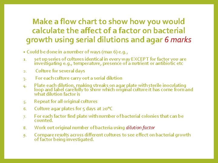 Make a flow chart to show you would calculate the affect of a factor
