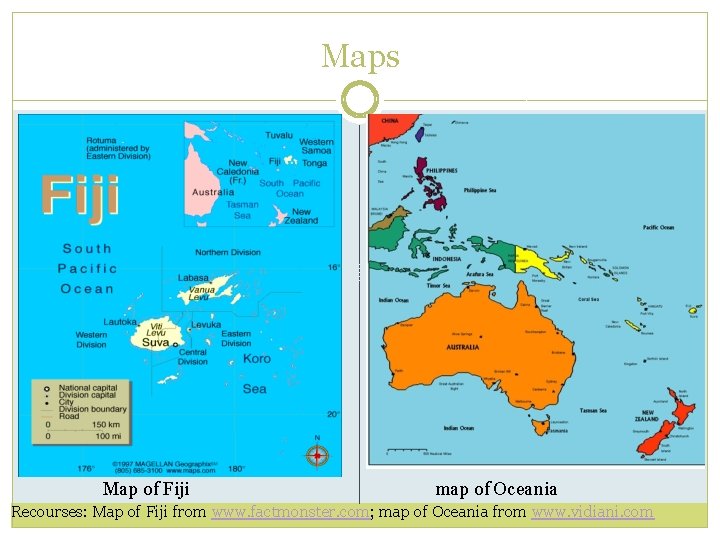 Maps Map of Fiji map of Oceania Recourses: Map of Fiji from www. factmonster.