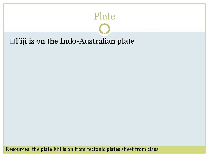 Plate �Fiji is on the Indo-Australian plate Resources: the plate Fiji is on from