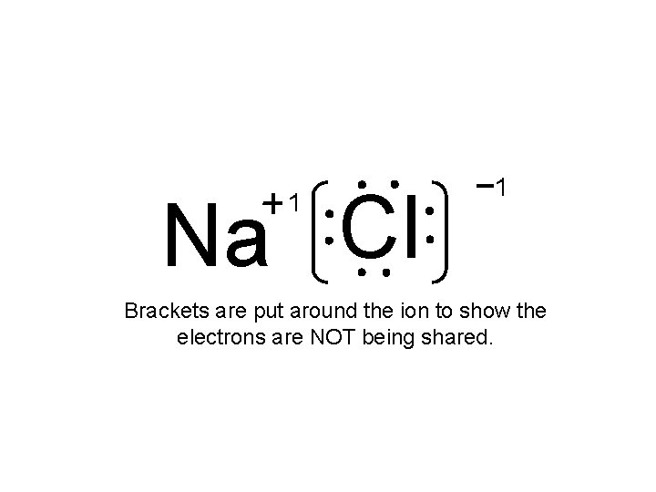 Na Cl 1 1 Brackets are put around the ion to show the electrons
