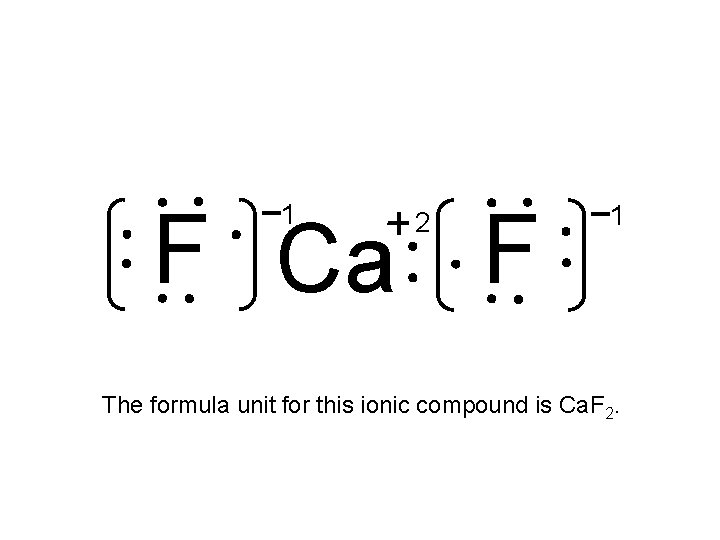 F Ca F 1 2 1 The formula unit for this ionic compound is