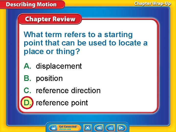 What term refers to a starting point that can be used to locate a