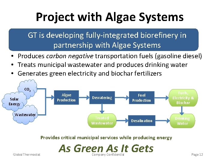 Project with Algae Systems GT is developing fully-integrated biorefinery in partnership with Algae Systems