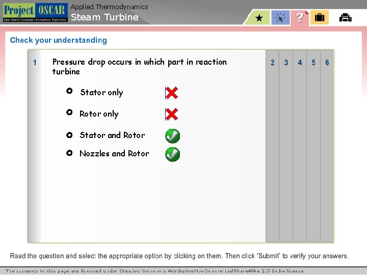 Applied Thermodynamics Steam Turbine Pressure drop occurs in which part in reaction turbine Stator